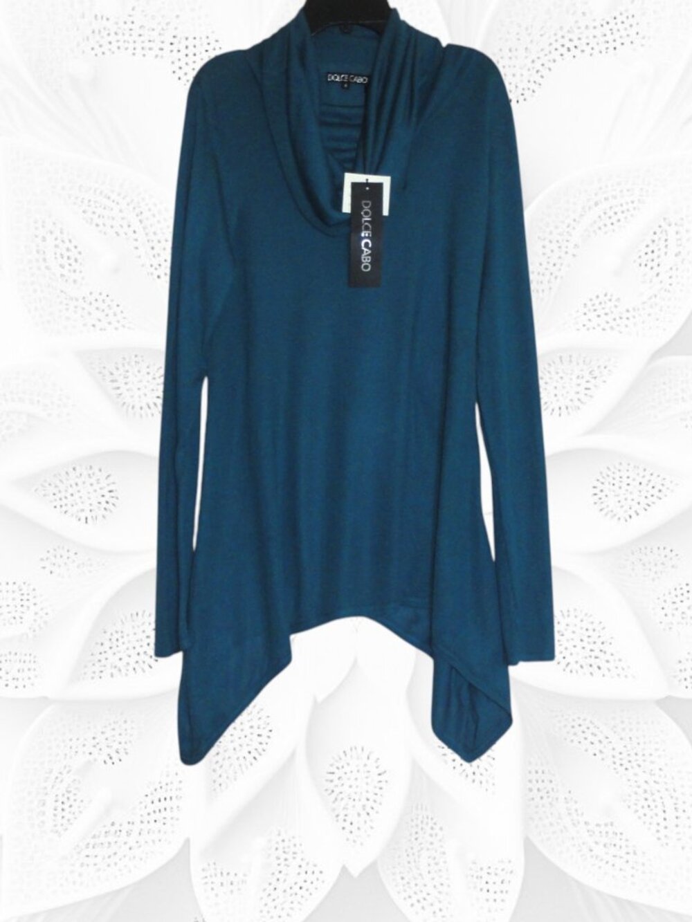 Dolce Cabo Small Teal Long Sleeve Cowl Neck Sweater - NWT